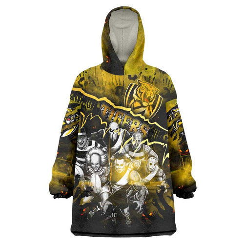 Step Into Horror Domain Tiger Football Wearable Blanket Hoodie Halloween Horror Movie Characters - Aussie Hoodie