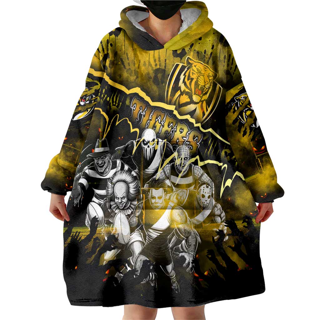 Step Into Horror Domain Tiger Football Wearable Blanket Hoodie Halloween Horror Movie Characters - Aussie Hoodie