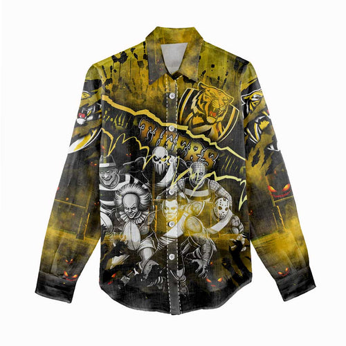 Step Into Horror Domain Tiger Football Women Casual Shirt Halloween Horror Movie Characters - Aussie Hoodie