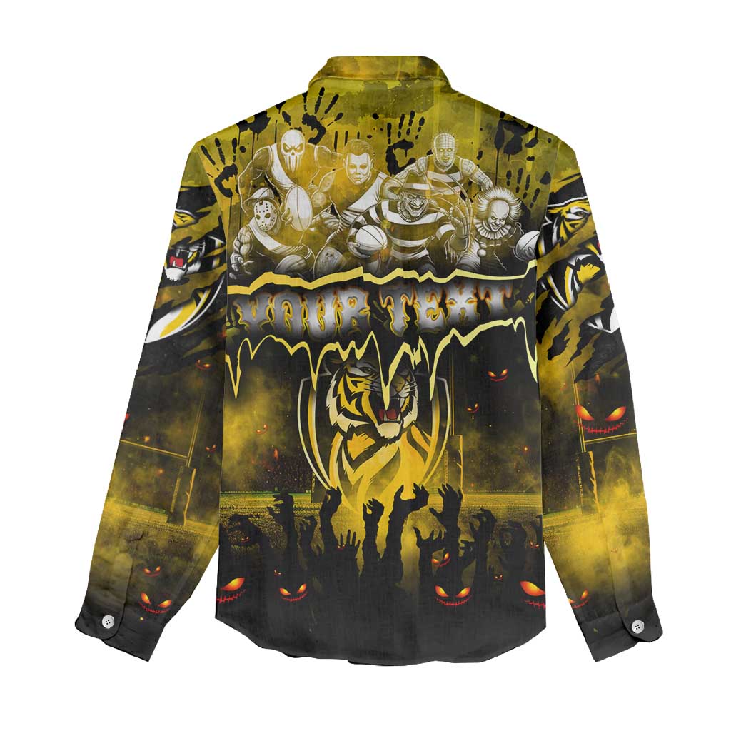 Step Into Horror Domain Tiger Football Women Casual Shirt Halloween Horror Movie Characters - Aussie Hoodie