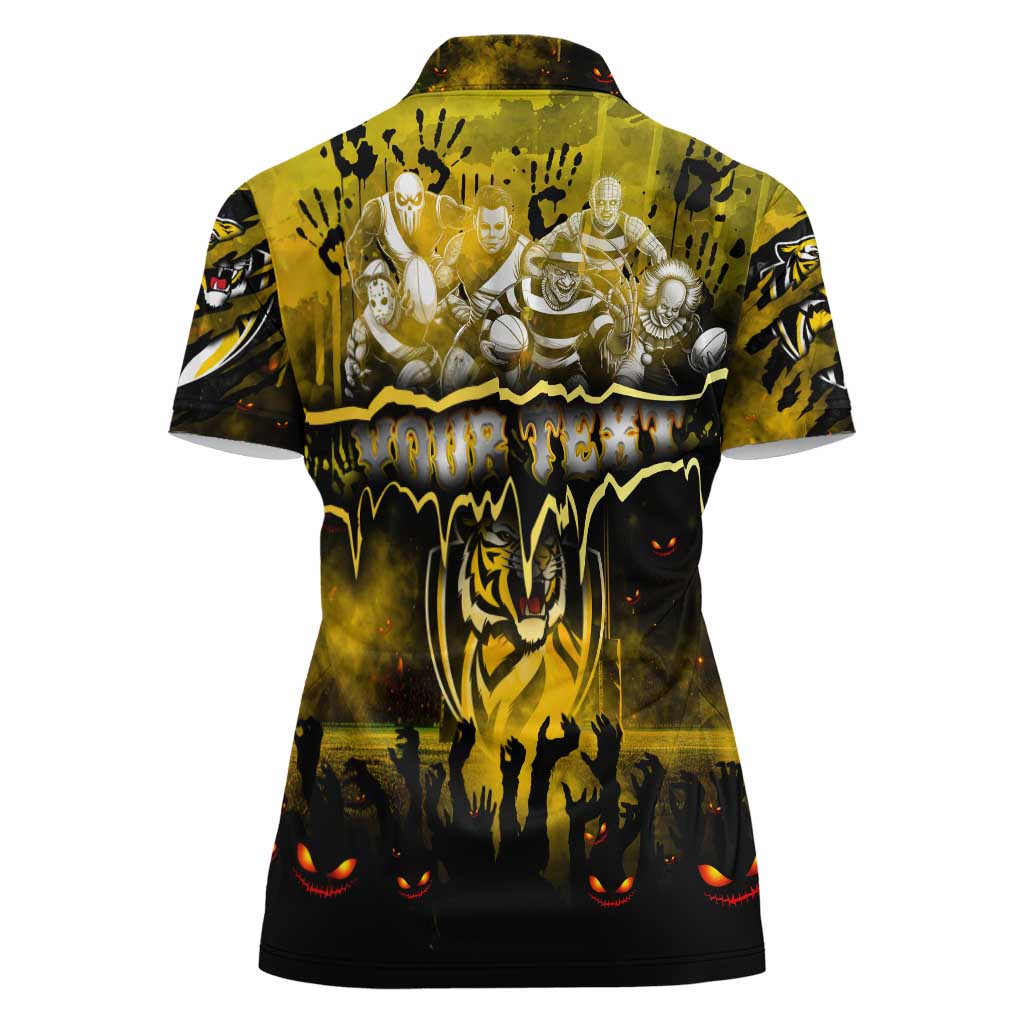 Step Into Horror Domain Tiger Football Women Polo Shirt Halloween Horror Movie Characters - Aussie Hoodie