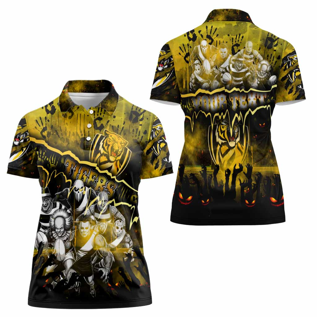 Step Into Horror Domain Tiger Football Women Polo Shirt Halloween Horror Movie Characters - Aussie Hoodie