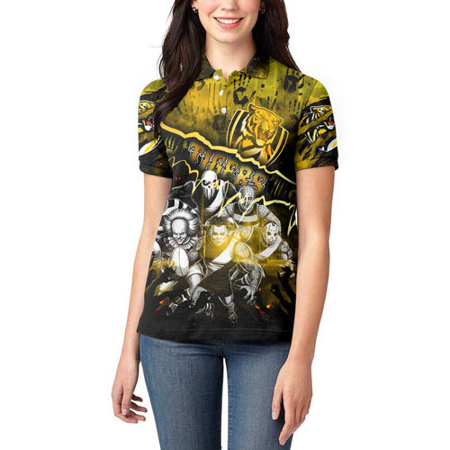 Step Into Horror Domain Tiger Football Women Polo Shirt Halloween Horror Movie Characters - Aussie Hoodie