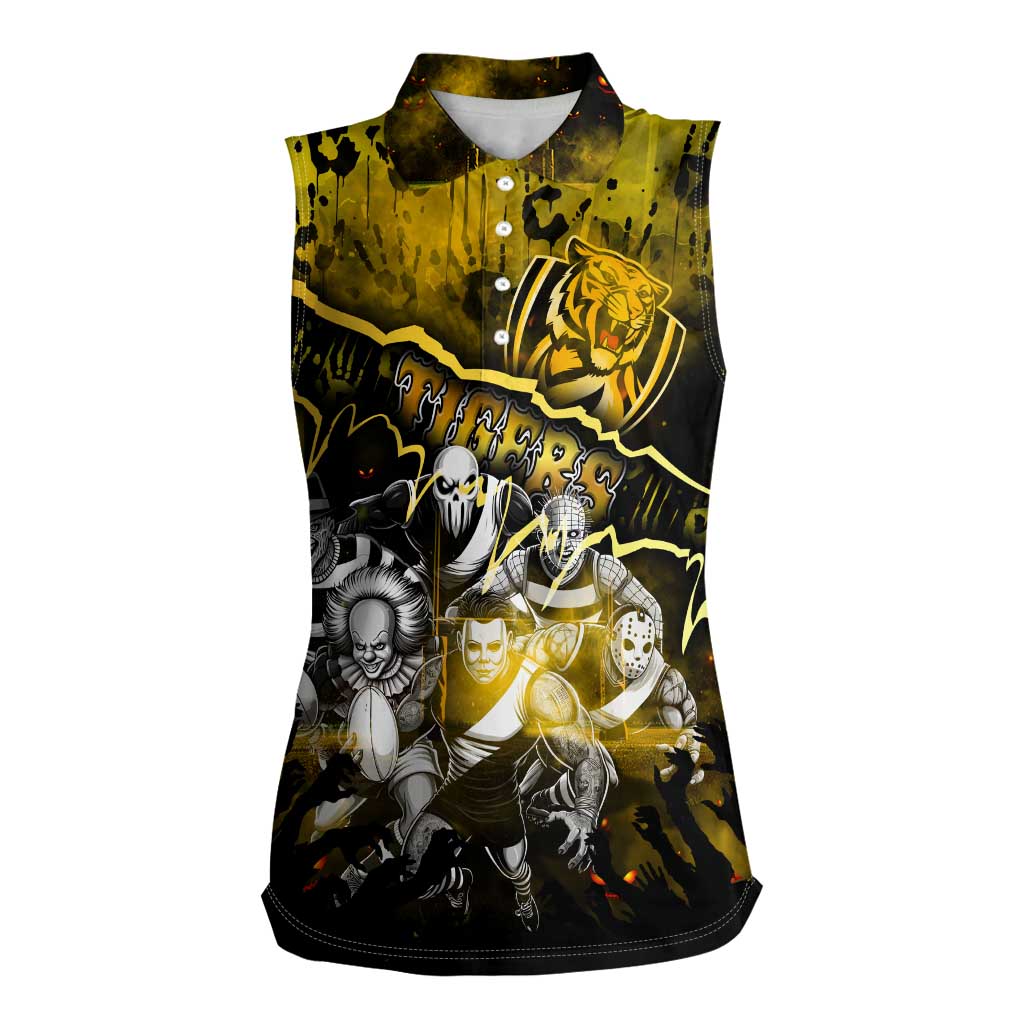 Step Into Horror Domain Tiger Football Women Sleeveless Polo Shirt Halloween Horror Movie Characters - Aussie Hoodie