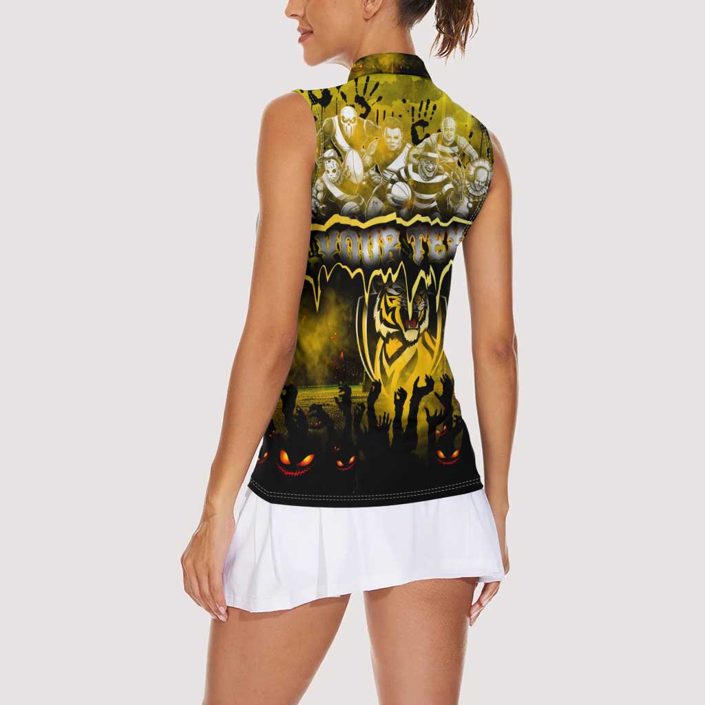 Step Into Horror Domain Tiger Football Women Sleeveless Polo Shirt Halloween Horror Movie Characters - Aussie Hoodie