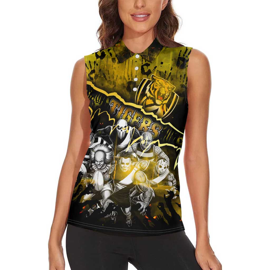 Step Into Horror Domain Tiger Football Women Sleeveless Polo Shirt Halloween Horror Movie Characters - Aussie Hoodie