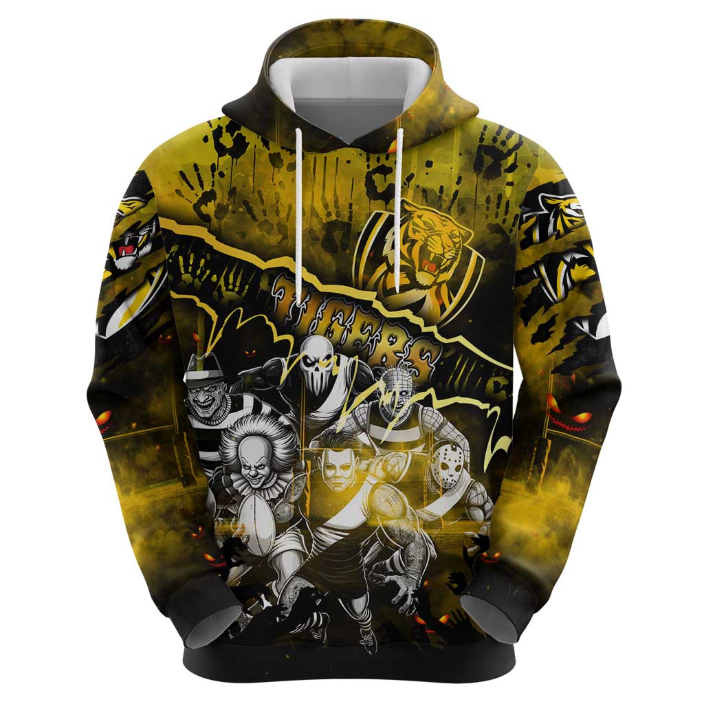 Step Into Horror Domain Tiger Football Zip Hoodie Halloween Horror Movie Characters - Aussie Hoodie