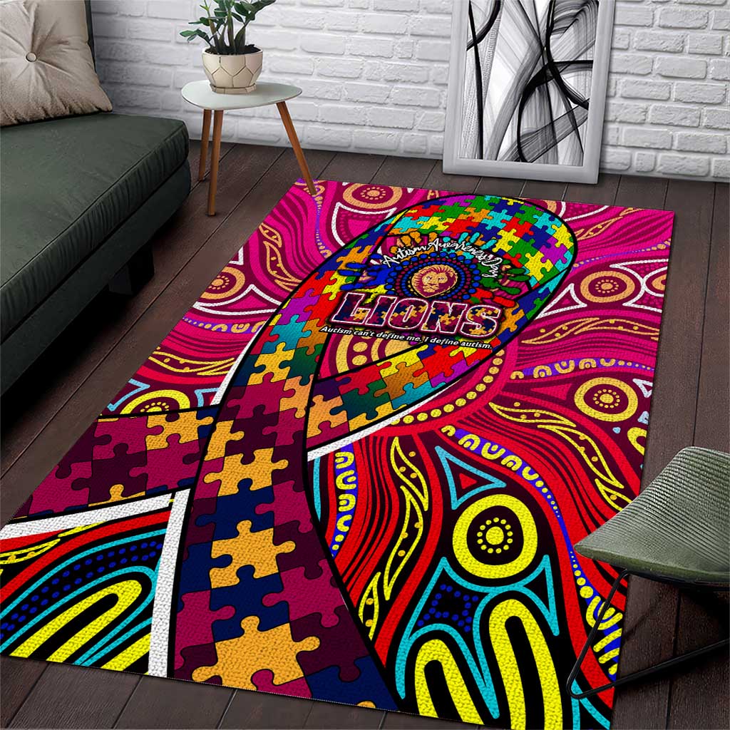 Autism Awareness Australia Brisbane Lions Area Rug Aboriginal Indigenous Art