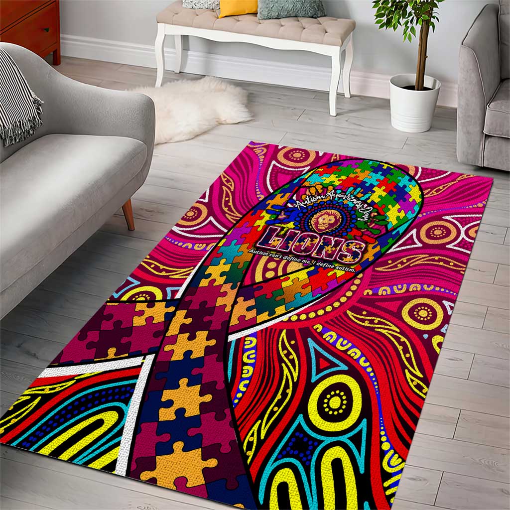 Autism Awareness Australia Brisbane Lions Area Rug Aboriginal Indigenous Art