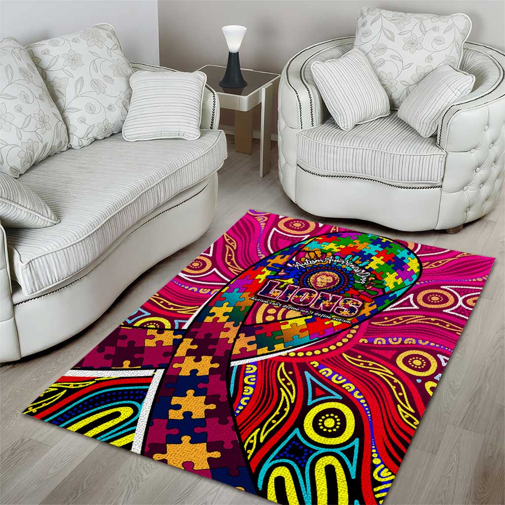 Autism Awareness Australia Brisbane Lions Area Rug Aboriginal Indigenous Art