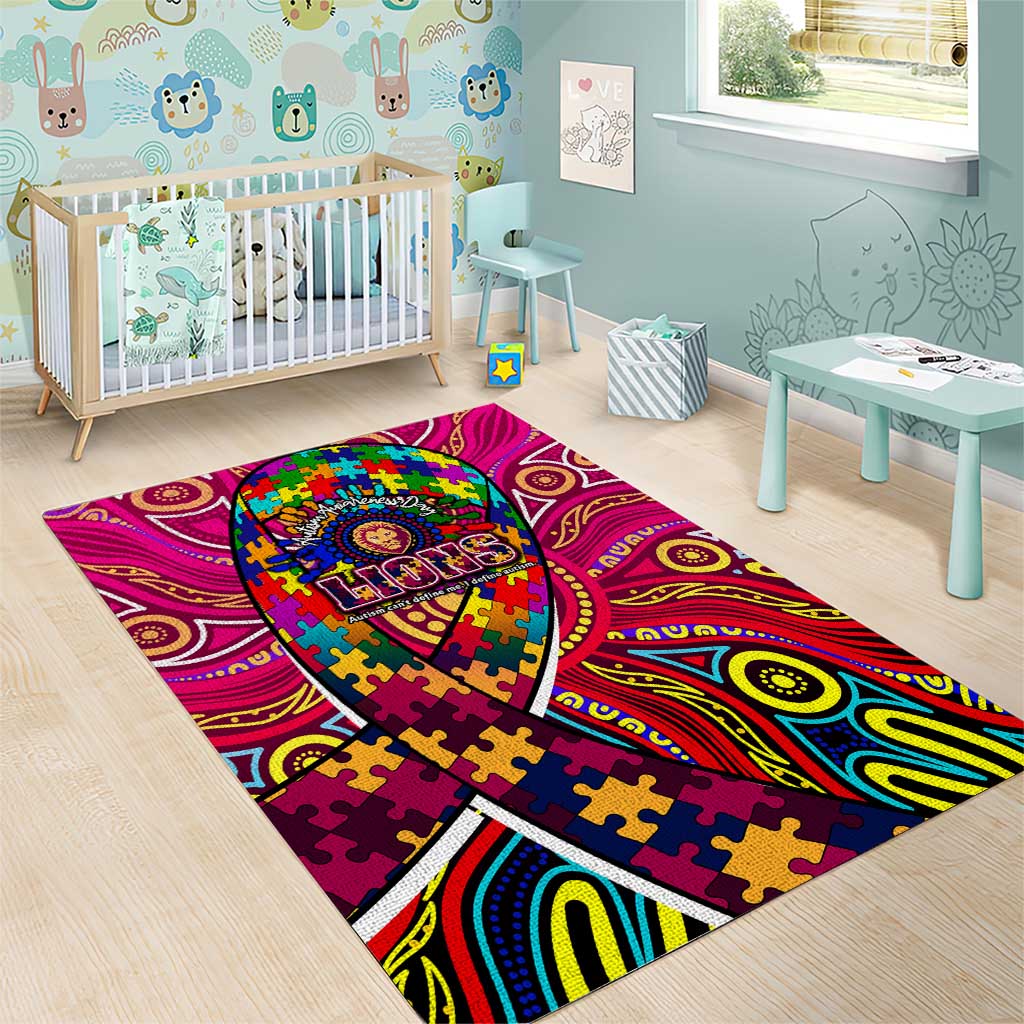 Autism Awareness Australia Brisbane Lions Area Rug Aboriginal Indigenous Art