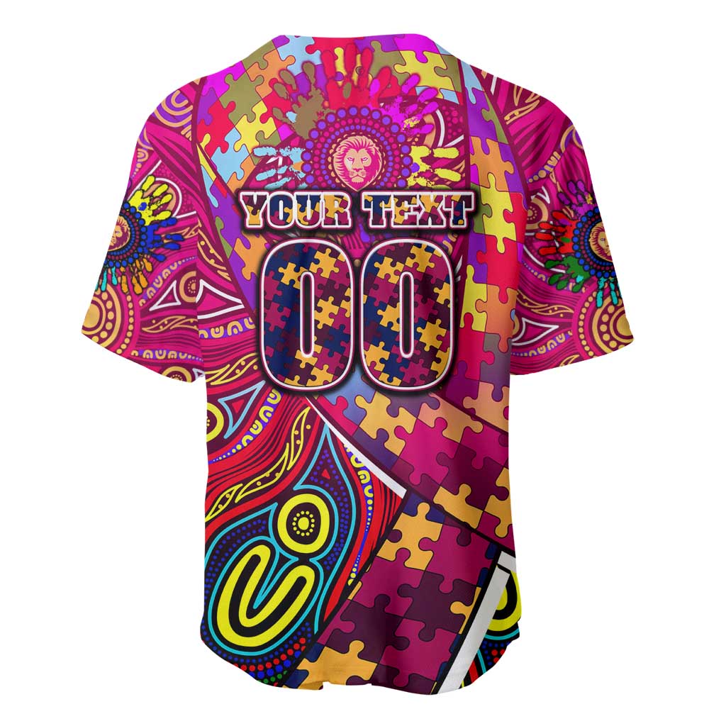 Autism Awareness Australia Brisbane Lions Baseball Jersey Aboriginal Indigenous Art
