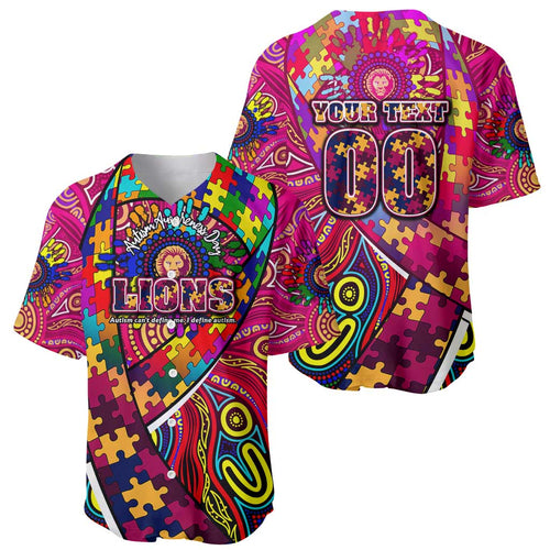 Autism Awareness Australia Brisbane Lions Baseball Jersey Aboriginal Indigenous Art