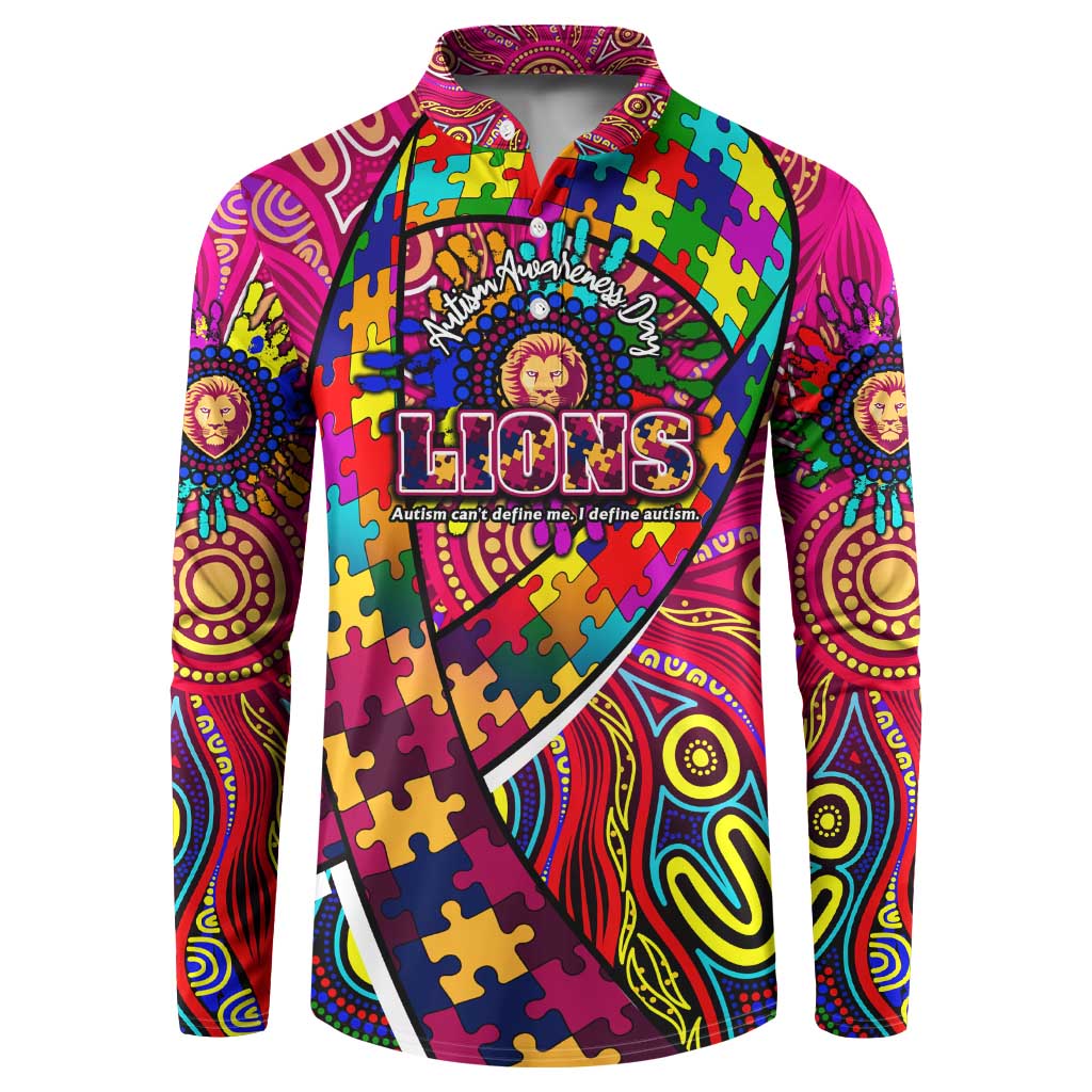 Autism Awareness Australia Brisbane Lions Button Sweatshirt Aboriginal Indigenous Art