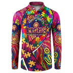 Autism Awareness Australia Brisbane Lions Button Sweatshirt Aboriginal Indigenous Art