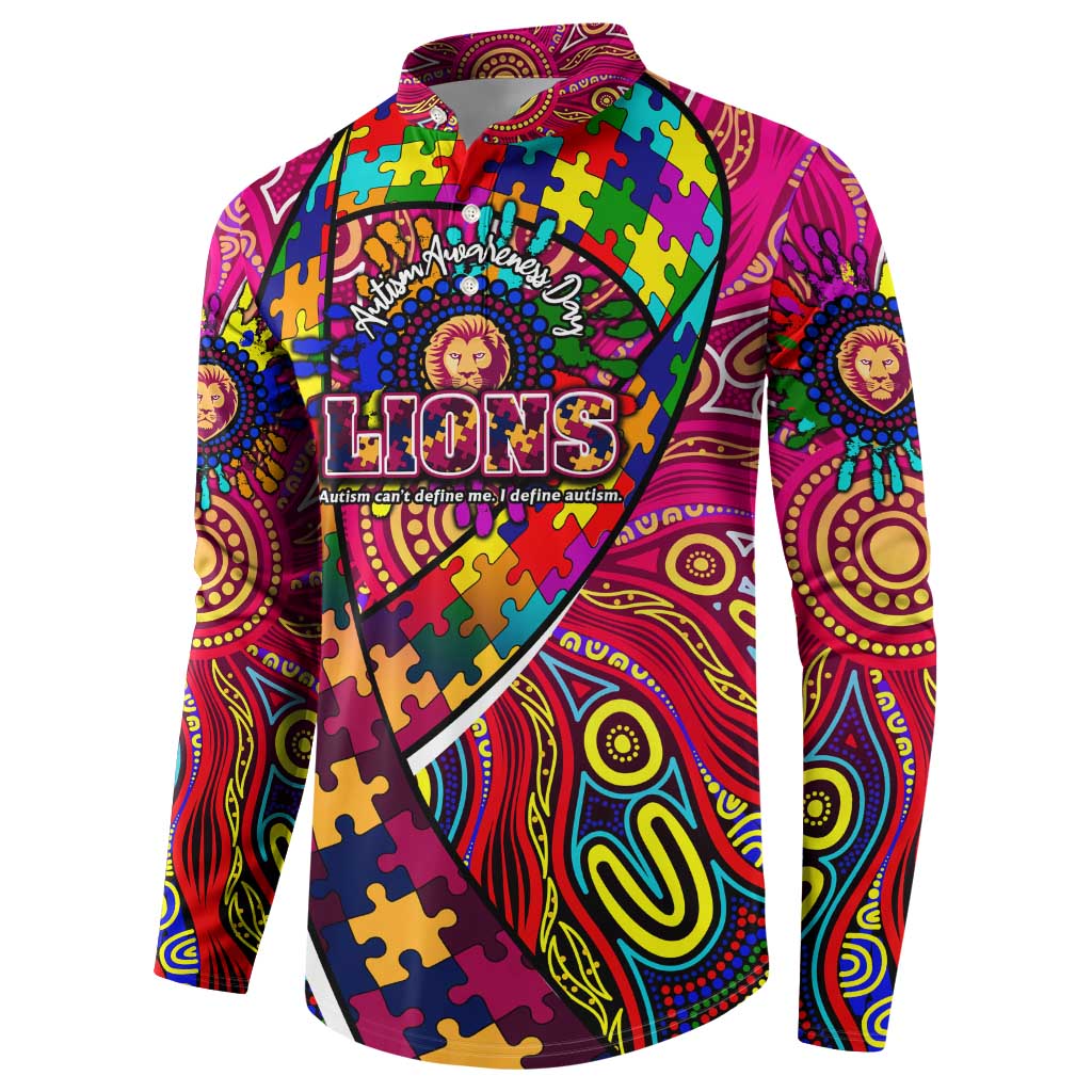 Autism Awareness Australia Brisbane Lions Button Sweatshirt Aboriginal Indigenous Art