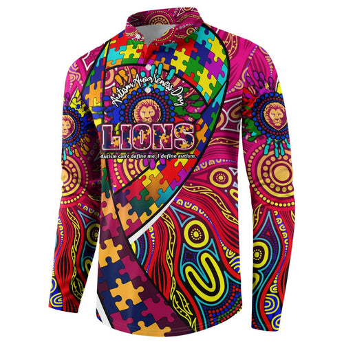 Autism Awareness Australia Brisbane Lions Button Sweatshirt Aboriginal Indigenous Art