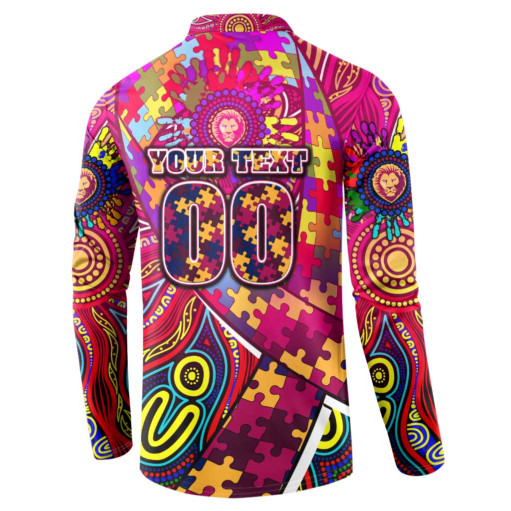 Autism Awareness Australia Brisbane Lions Button Sweatshirt Aboriginal Indigenous Art