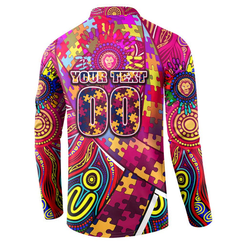 Autism Awareness Australia Brisbane Lions Button Sweatshirt Aboriginal Indigenous Art