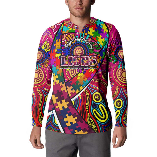 Autism Awareness Australia Brisbane Lions Button Sweatshirt Aboriginal Indigenous Art