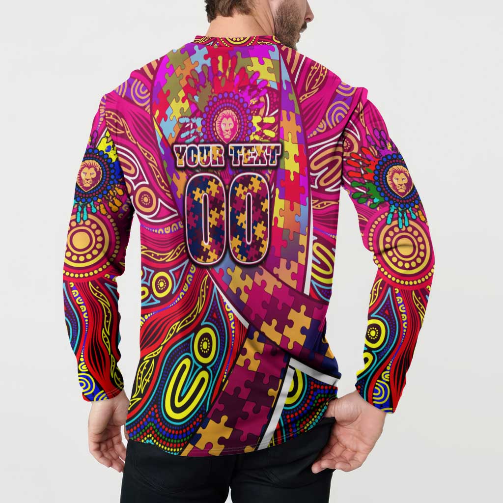 Autism Awareness Australia Brisbane Lions Button Sweatshirt Aboriginal Indigenous Art