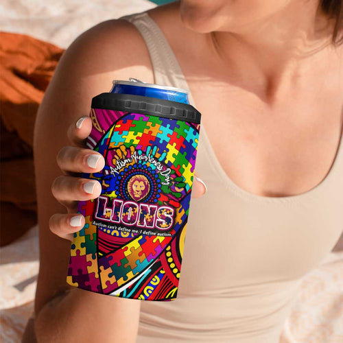 Autism Awareness Australia Brisbane Lions 4 in 1 Can Cooler Tumbler Aboriginal Indigenous Art