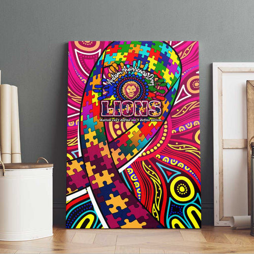 Autism Awareness Australia Brisbane Lions Canvas Wall Art Aboriginal Indigenous Art