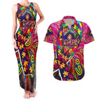 Autism Awareness Australia Brisbane Lions Couples Matching Tank Maxi Dress and Hawaiian Shirt Aboriginal Indigenous Art