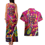 Autism Awareness Australia Brisbane Lions Couples Matching Tank Maxi Dress and Hawaiian Shirt Aboriginal Indigenous Art