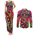 Autism Awareness Australia Brisbane Lions Couples Matching Tank Maxi Dress and Long Sleeve Button Shirt Aboriginal Indigenous Art