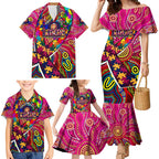 Autism Awareness Australia Brisbane Lions Family Matching Mermaid Dress and Hawaiian Shirt Aboriginal Indigenous Art