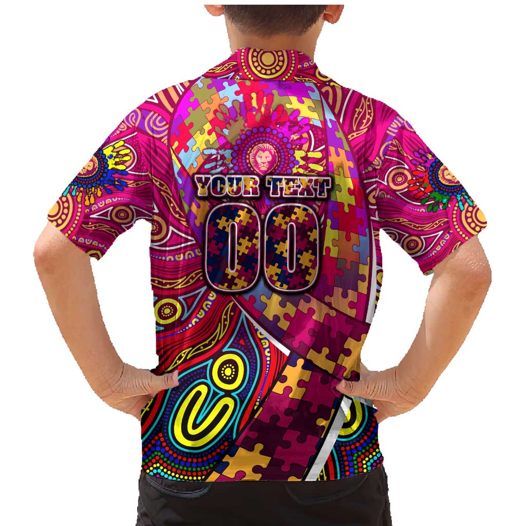 Autism Awareness Australia Brisbane Lions Family Matching Mermaid Dress and Hawaiian Shirt Aboriginal Indigenous Art