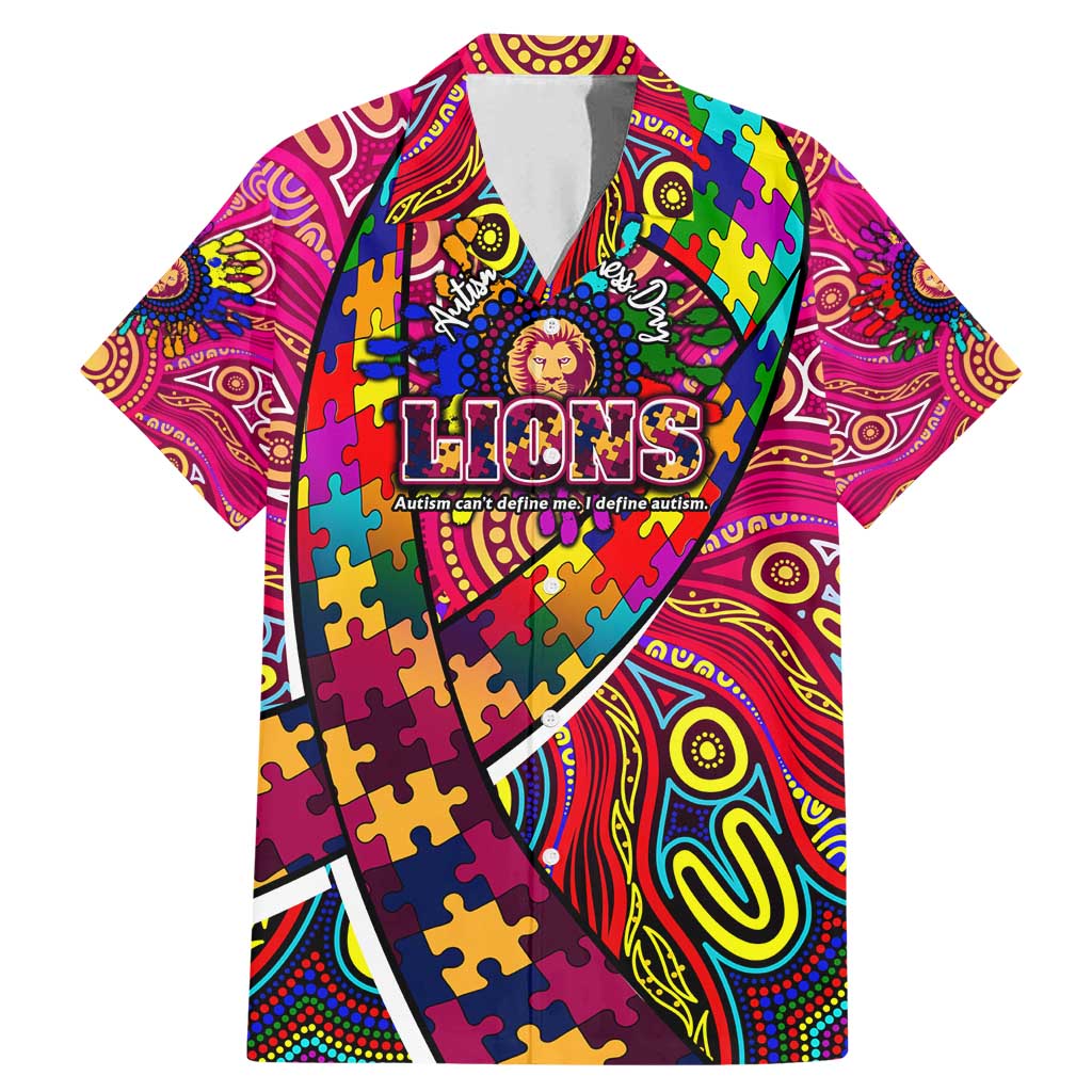 Autism Awareness Australia Brisbane Lions Family Matching Mermaid Dress and Hawaiian Shirt Aboriginal Indigenous Art