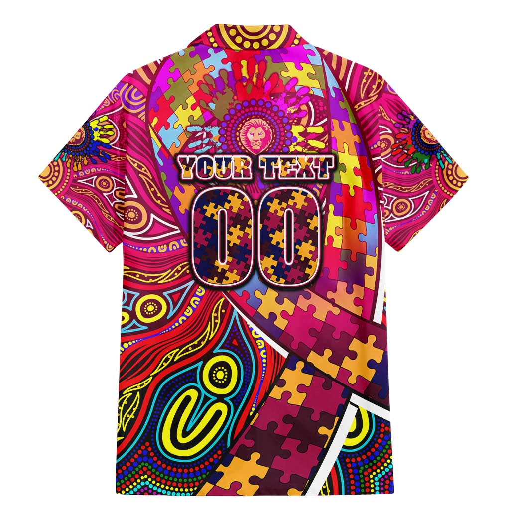 Autism Awareness Australia Brisbane Lions Family Matching Mermaid Dress and Hawaiian Shirt Aboriginal Indigenous Art