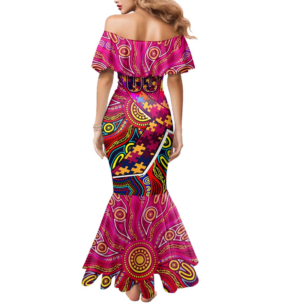 Autism Awareness Australia Brisbane Lions Family Matching Mermaid Dress and Hawaiian Shirt Aboriginal Indigenous Art