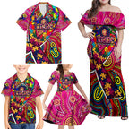 Autism Awareness Australia Brisbane Lions Family Matching Off Shoulder Maxi Dress and Hawaiian Shirt Aboriginal Indigenous Art