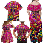 Autism Awareness Australia Brisbane Lions Family Matching Off Shoulder Maxi Dress and Hawaiian Shirt Aboriginal Indigenous Art