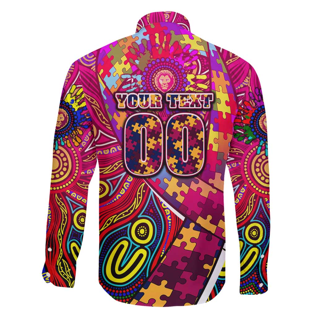 Autism Awareness Australia Brisbane Lions Family Matching Off Shoulder Maxi Dress and Hawaiian Shirt Aboriginal Indigenous Art