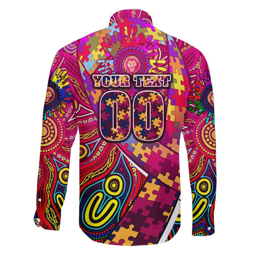 Autism Awareness Australia Brisbane Lions Family Matching Off Shoulder Maxi Dress and Hawaiian Shirt Aboriginal Indigenous Art