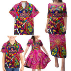 Autism Awareness Australia Brisbane Lions Family Matching Puletasi and Hawaiian Shirt Aboriginal Indigenous Art
