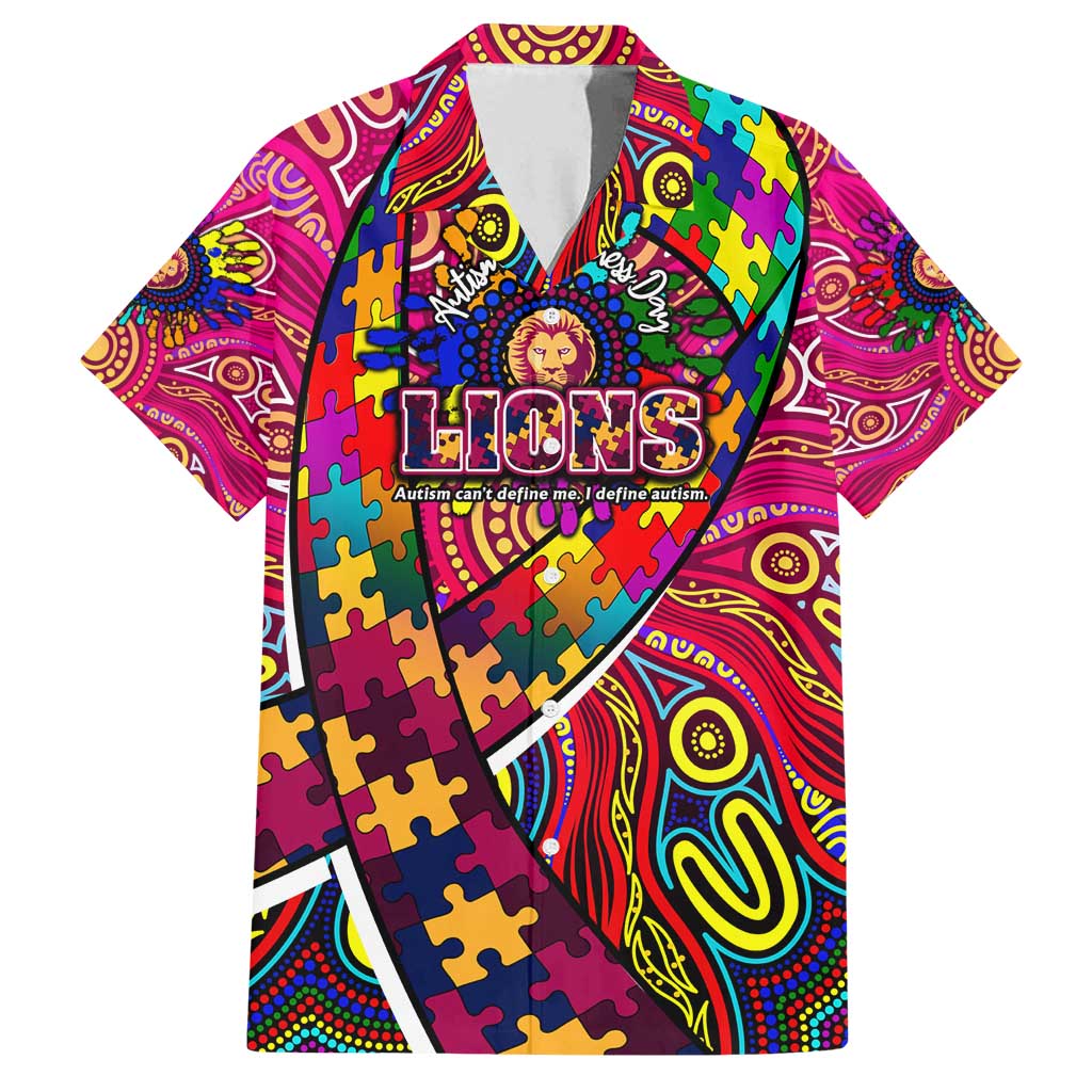 Autism Awareness Australia Brisbane Lions Family Matching Summer Maxi Dress and Hawaiian Shirt Aboriginal Indigenous Art
