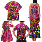 Autism Awareness Australia Brisbane Lions Family Matching Tank Maxi Dress and Hawaiian Shirt Aboriginal Indigenous Art