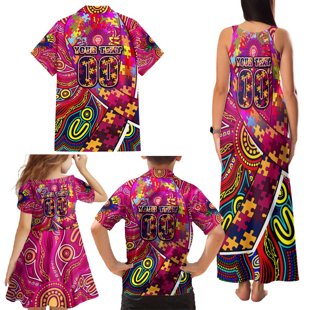Autism Awareness Australia Brisbane Lions Family Matching Tank Maxi Dress and Hawaiian Shirt Aboriginal Indigenous Art