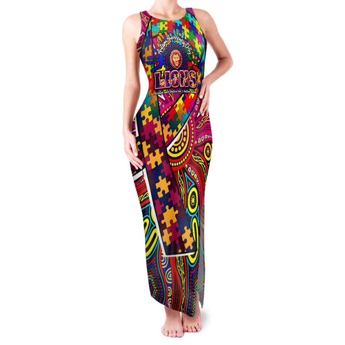 Autism Awareness Australia Brisbane Lions Family Matching Tank Maxi Dress and Hawaiian Shirt Aboriginal Indigenous Art