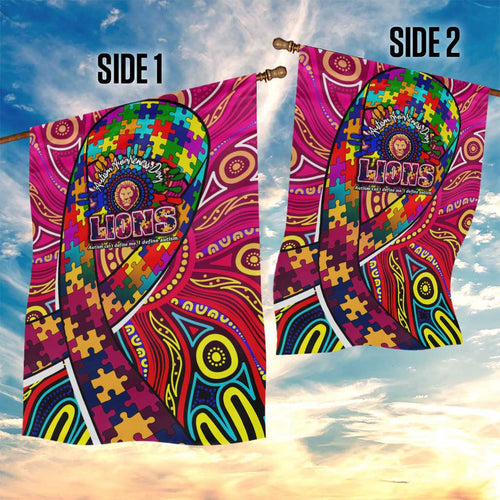 Autism Awareness Australia Brisbane Lions Garden Flag Aboriginal Indigenous Art