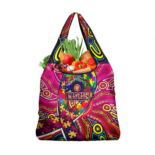 Autism Awareness Australia Brisbane Lions Grocery Bag Aboriginal Indigenous Art