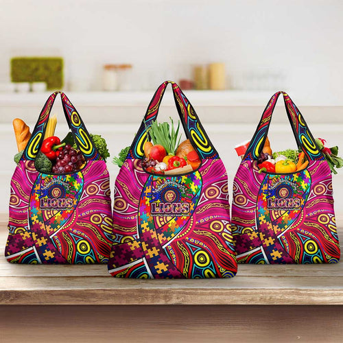 Autism Awareness Australia Brisbane Lions Grocery Bag Aboriginal Indigenous Art