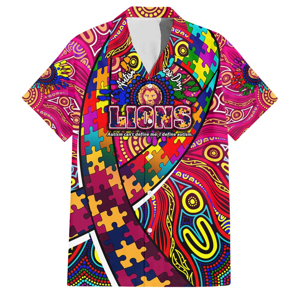Autism Awareness Australia Brisbane Lions Hawaiian Shirt Aboriginal Indigenous Art