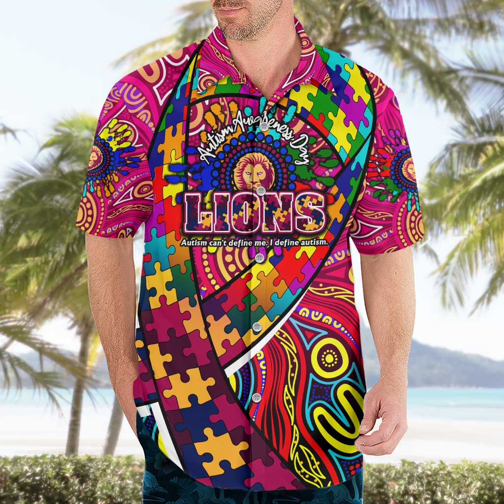 Autism Awareness Australia Brisbane Lions Hawaiian Shirt Aboriginal Indigenous Art