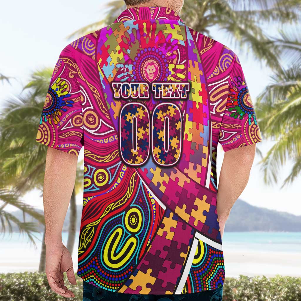 Autism Awareness Australia Brisbane Lions Hawaiian Shirt Aboriginal Indigenous Art